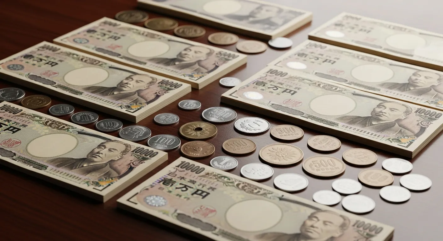 時給を表現する日本円の紙幣と硬貨