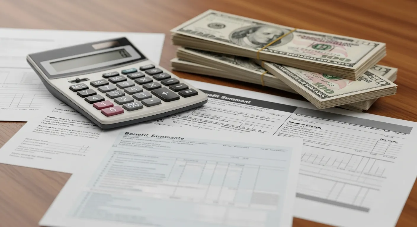 収入計算を示す電卓とお金