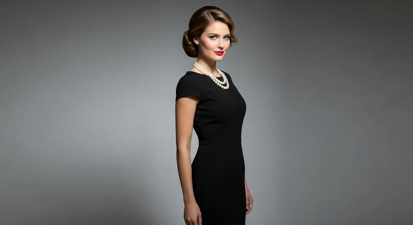 黒いカクテルドレスを着た女性の上品な装い