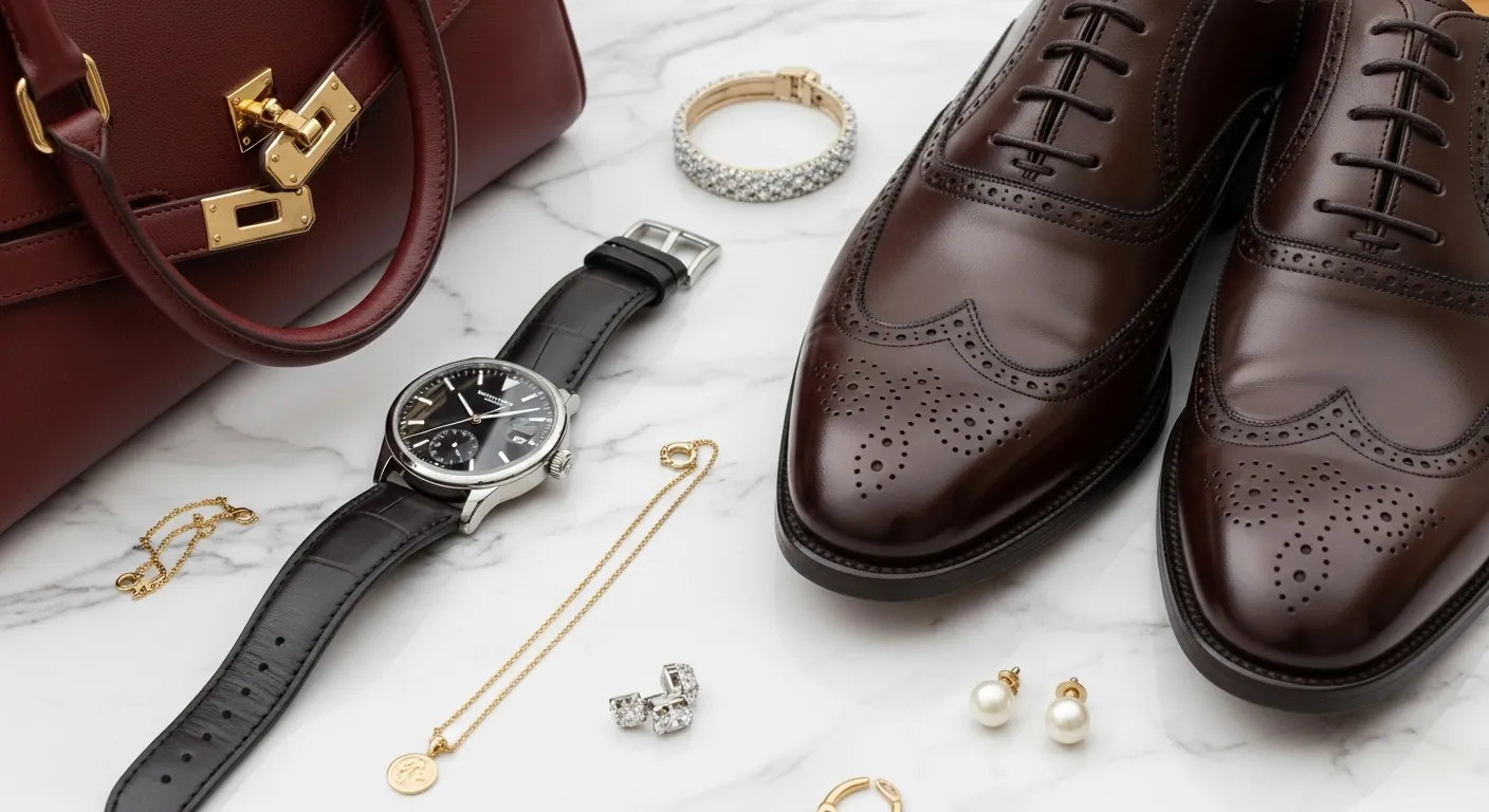 高級感のある革靴とアクセサリー類