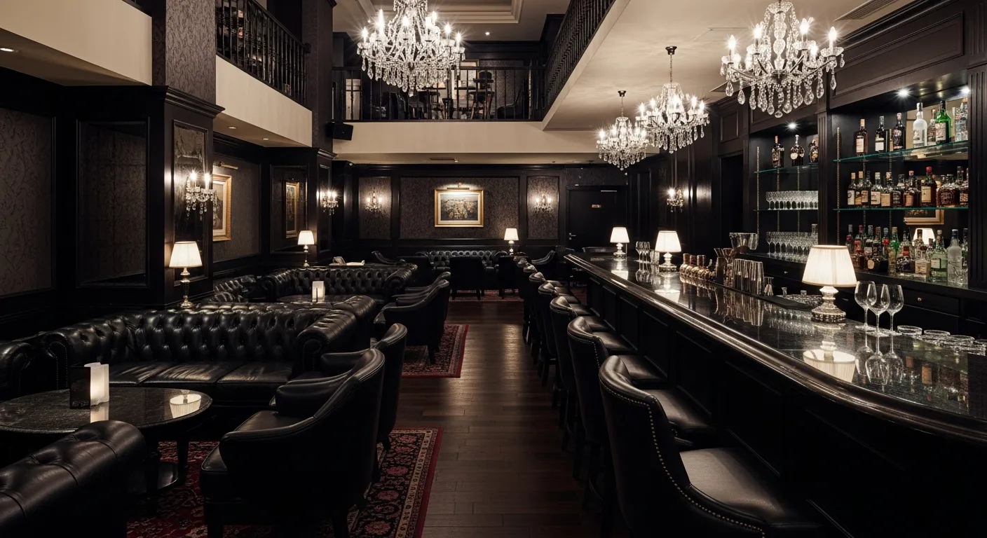 六本木の高級ラウンジの落ち着いた店内