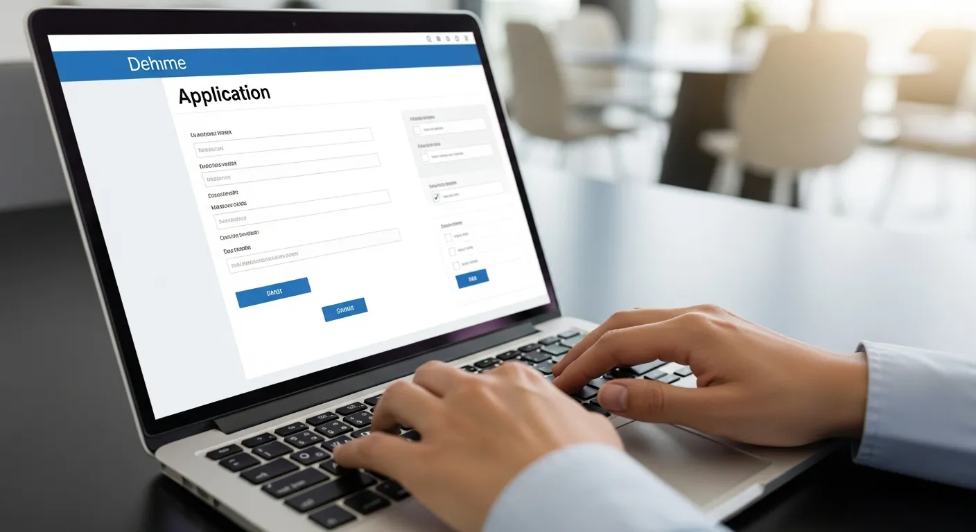 ノートパソコンでWEB申し込みフォームに入力する手元
